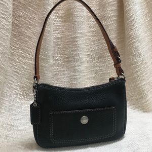 Coach Pebbled Leather Black Small Shoulder Bag